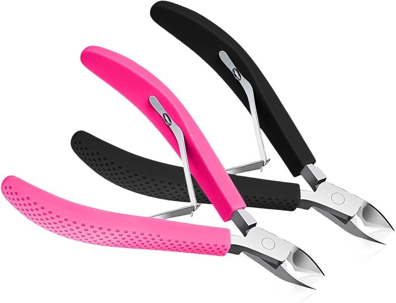 Criyar Fine Edge Cuticle Trimmer & Nippers, Scissors, Silicone Handle Nail Tools for Precise Removal, Durable Washable Cuticle Cutter & Remover Nail Clippers (Black/Rose 2PCS) - Image 1